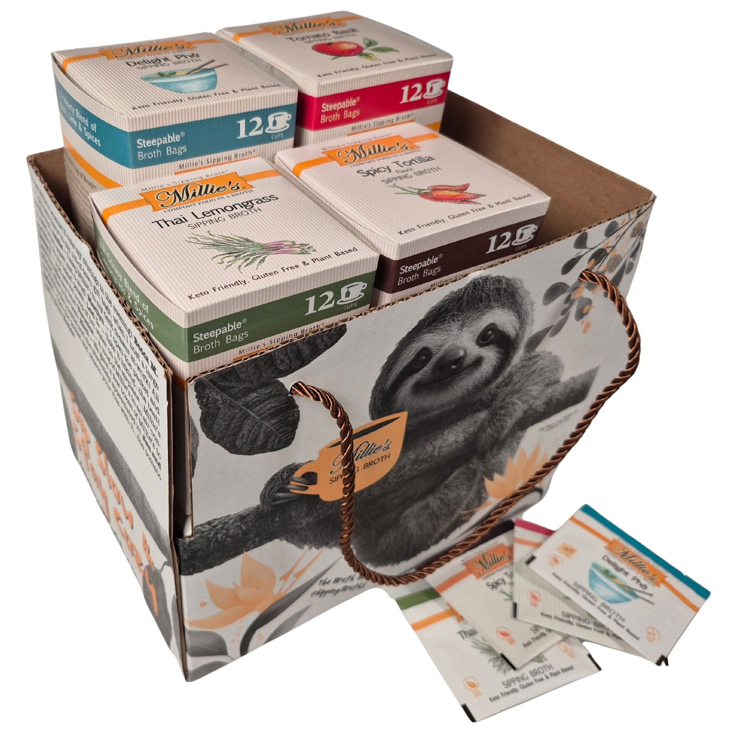 Millie's Sipping Broth 4 BOX Flavor Value Sampler (48 Servings)