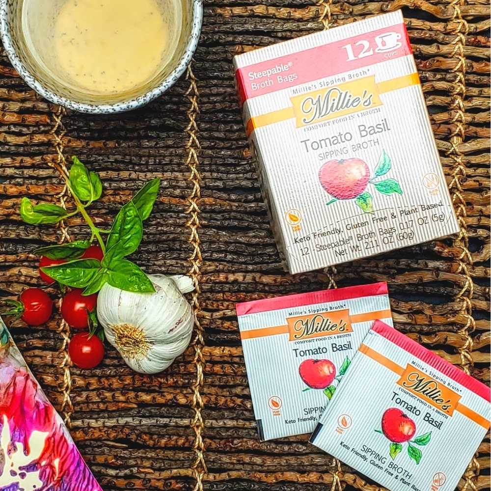 Millie's Tomato Basil Sipping Broth - 2 BOX - 12 Count (24 Servings)