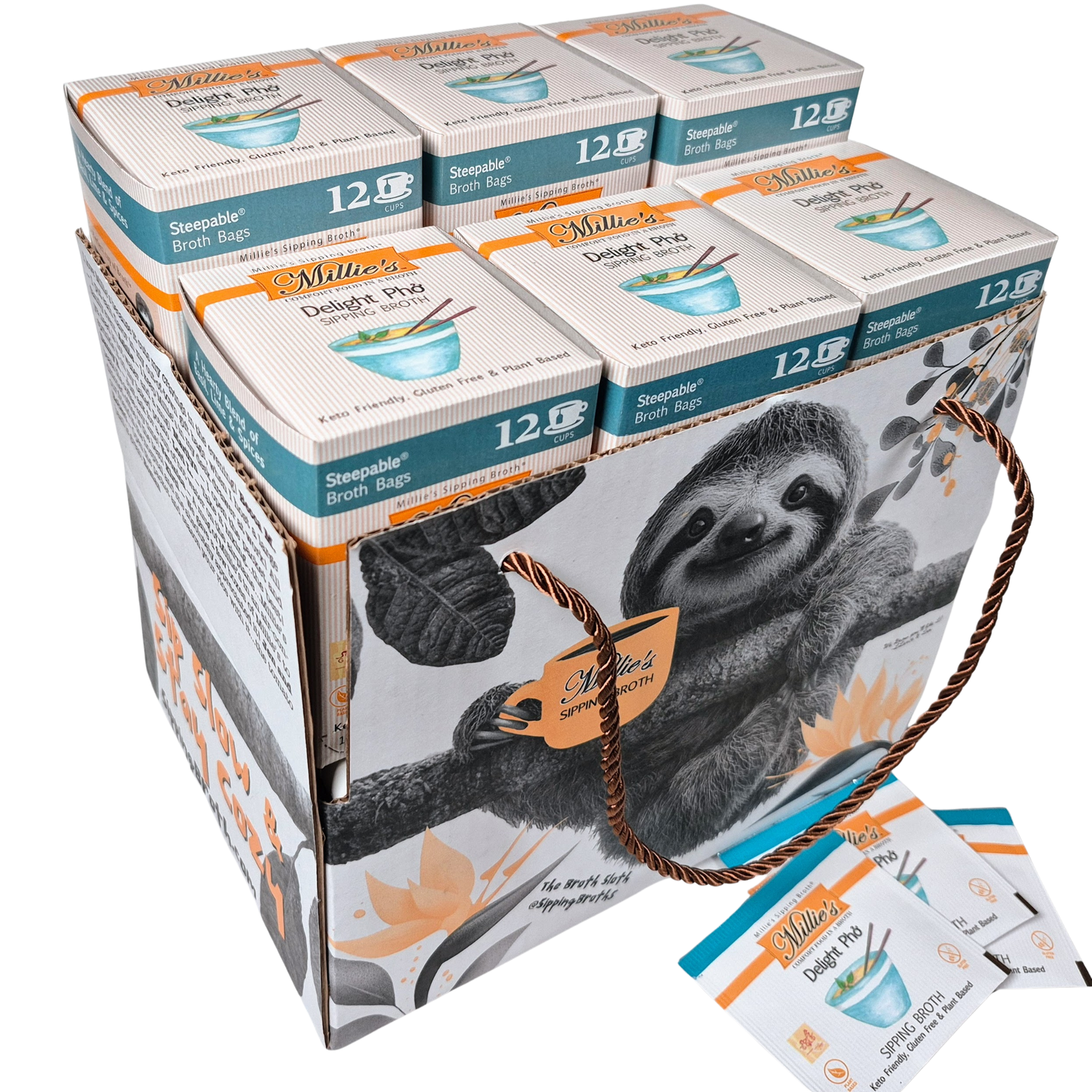 Millie's Delight Pho Sipping Broth - 6 Box C A S E - 12 Count (72 Servings)