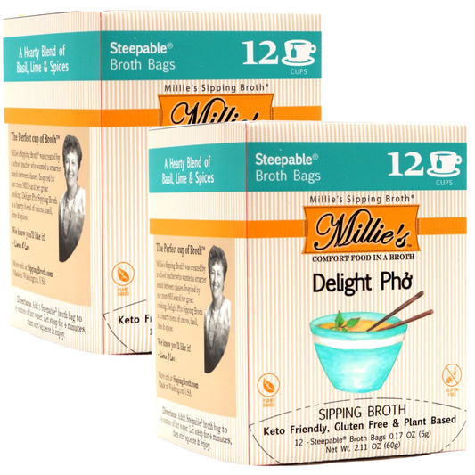 Millie's Delight Pho Sipping Broth - 2 BOX - 12 Count (24 Servings)