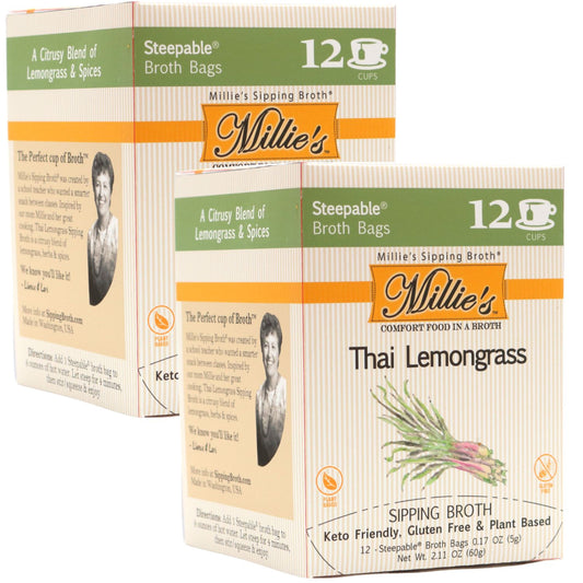 Millie's Thai Lemongrass Sipping Broth - 2 Box - 12 Count (24 Servings)